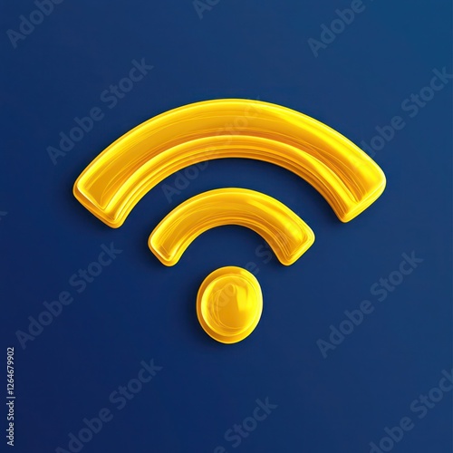 Wi-Fi Icon in Radiant Yellow on a Deep Blue Background 