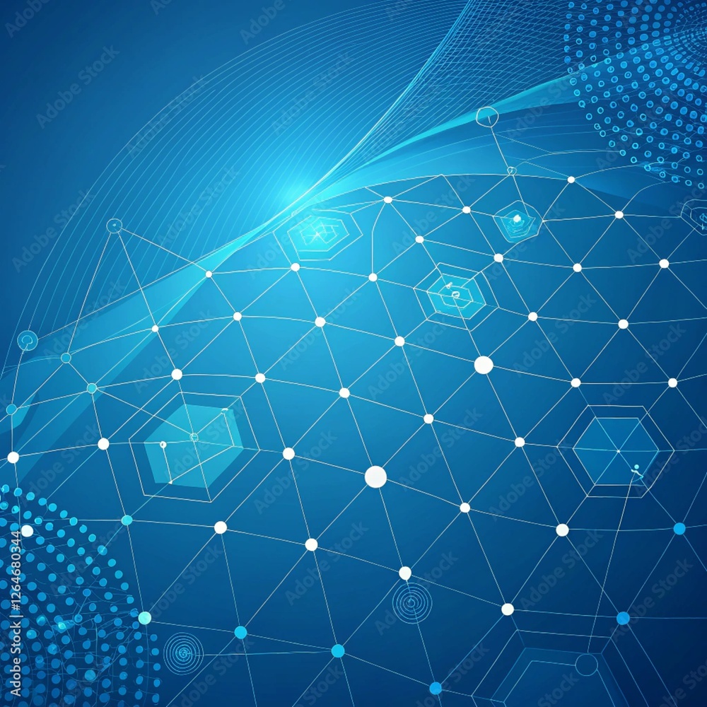Obraz premium Abstract Blue Network Connectivity Background for Technology and Digital Communication