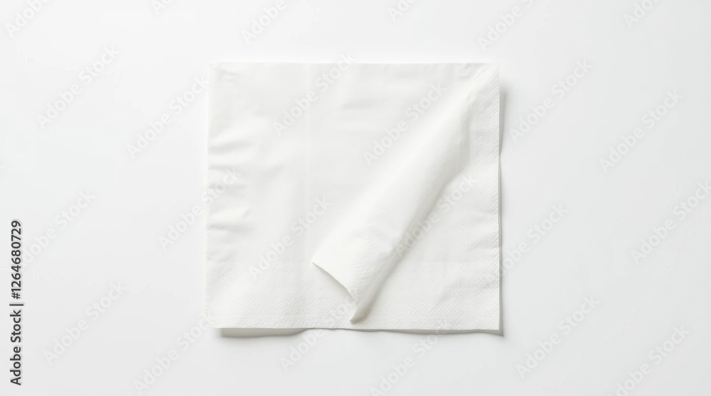 White Paper Napkin with Folded Corner on White Background White Paper Napkin with Folded Corner on White Background