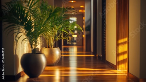 Long Hallway with Planters photo