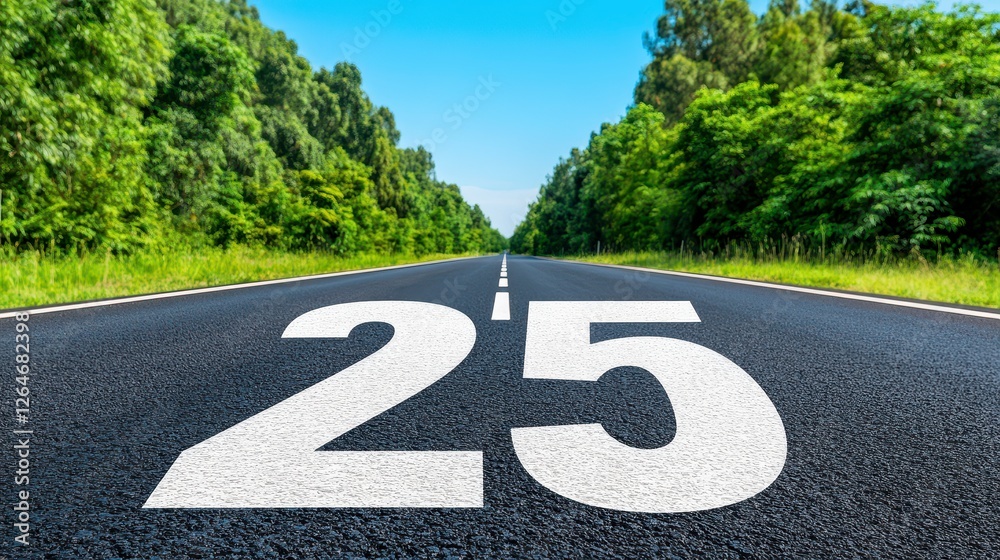 Obraz premium Highway Road With Numbers 225 On Asphalt