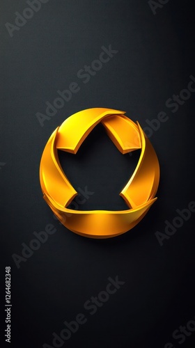 Yellow Warning Symbol in 3D Vector Style on Black Background with High Detail