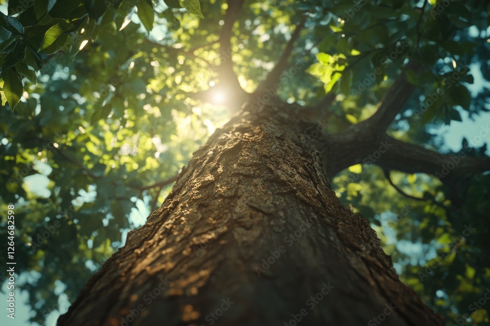 Fototapeta premium Sunlight filtering through tree leaves