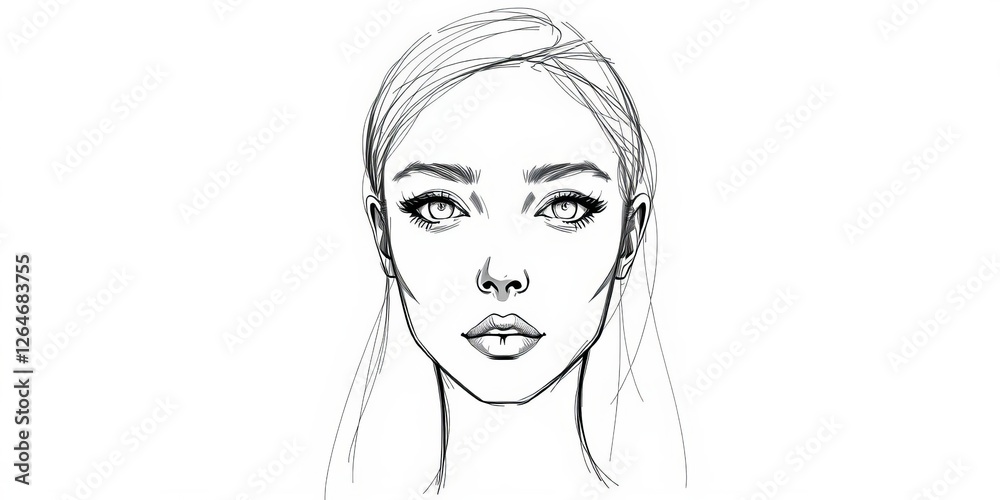 Abstract black and white drawing of a face with intricate lines, technology, design Abstract black and white drawing of a face with intricate lines, technology, design