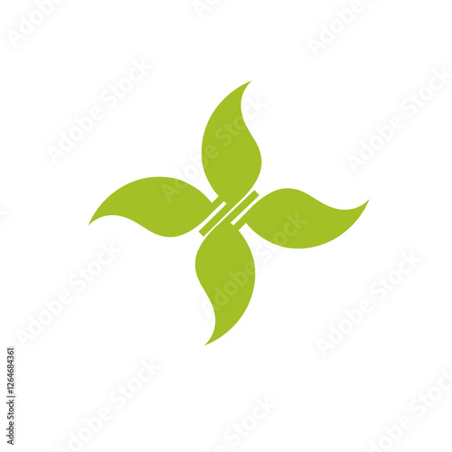 four green leaves logo illustration template