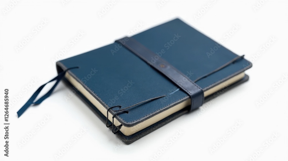 Indigo Leather Notebook Isolated on White Background Indigo Leather Notebook Isolated on White Background