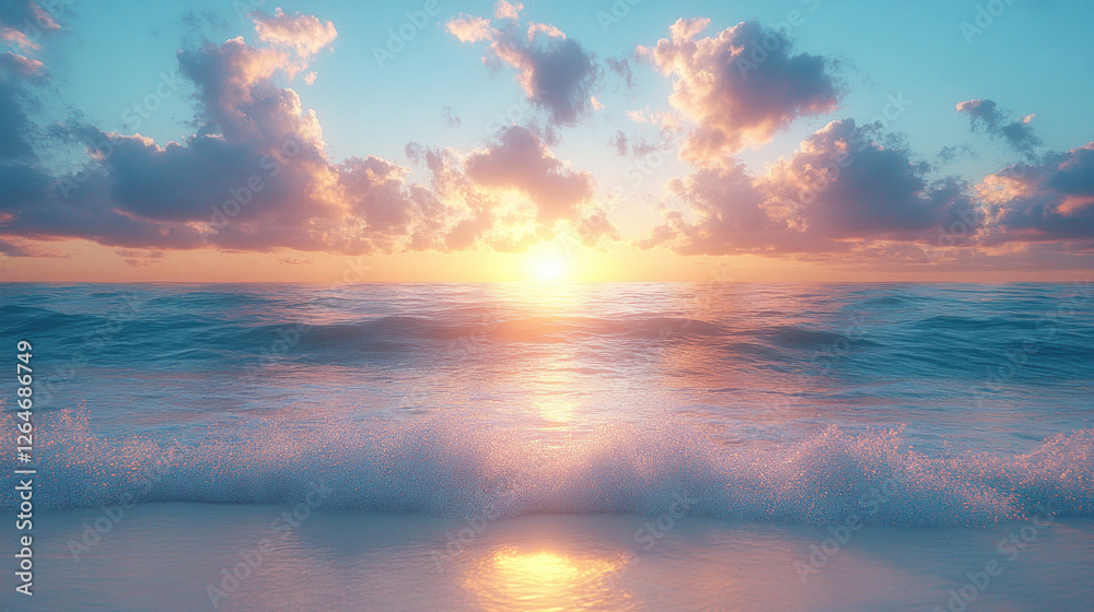 Ocean view with dolphins leaping playfully through the water under a setting sun Ocean view with dolphins leaping playfully through the water under a setting sun