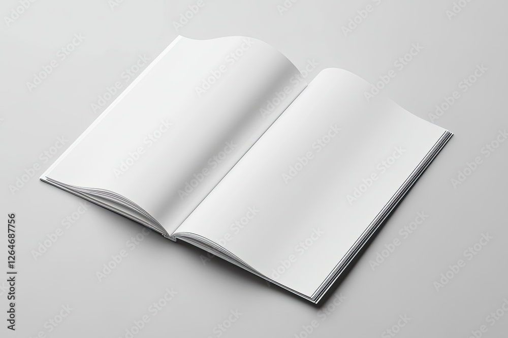 Open blank book on a light gray surface Open blank book on a light gray surface