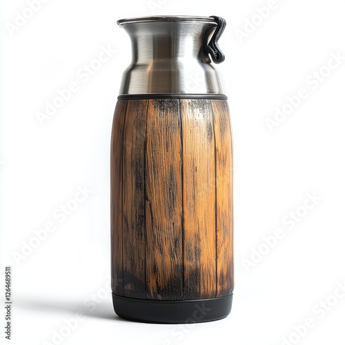 Wallpaper Mural Rustic wooden style water bottle featuring an aged wood grain texture, perfect for maintaining hydration in an eco-friendly and stylish manner on a white backdrop. Torontodigital.ca