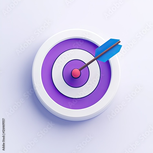 Purple target icon with arrow hitting center on light background