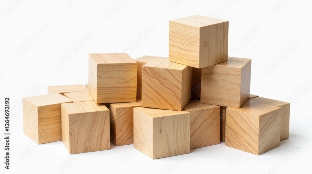 Polished Wooden Cubes on White Background Polished Wooden Cubes on White Background