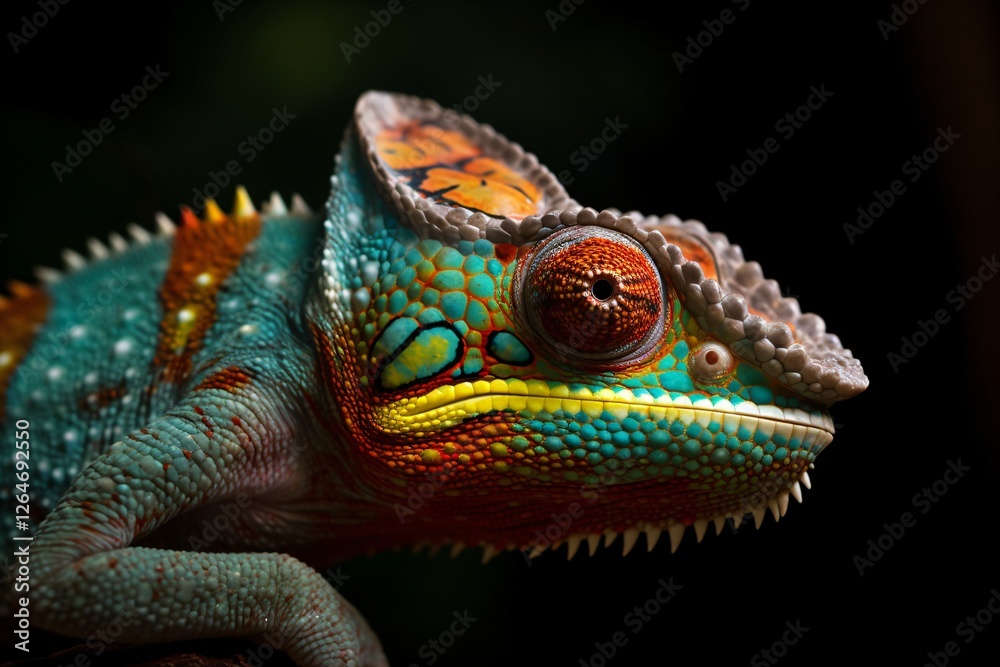 Fototapeta premium colorful chameleon on black background