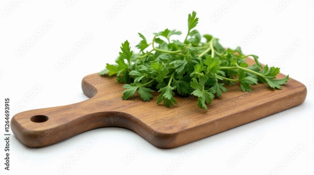 Rustic Wooden Cutting Board with Fresh Herbs Rustic Wooden Cutting Board with Fresh Herbs