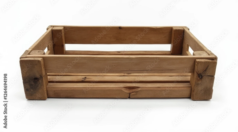 Rustic Wooden Crate Isolated on White Background Rustic Wooden Crate Isolated on White Background