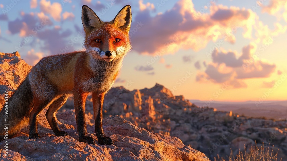 Fototapeta premium Majestic Red Fox at Sunset in Cappadocia