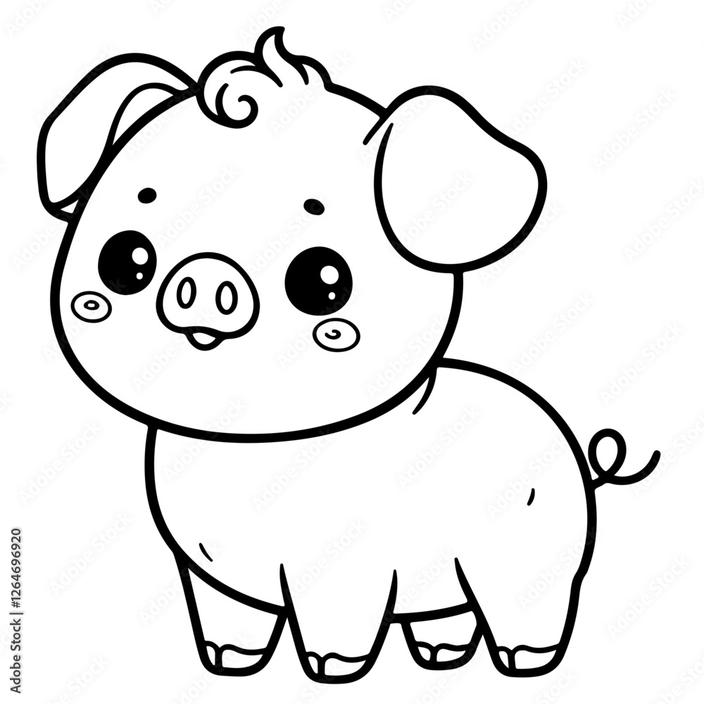 Fototapeta premium vector illustration of a pig for coloring books
