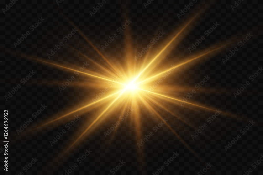Fototapeta premium The effect of a special lens flash and sunlight. On a transparent background.