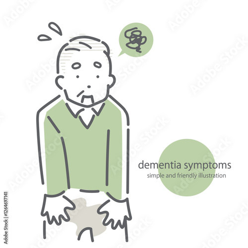 認知症を患う高齢者　シンプルでお洒落な線画イラスト