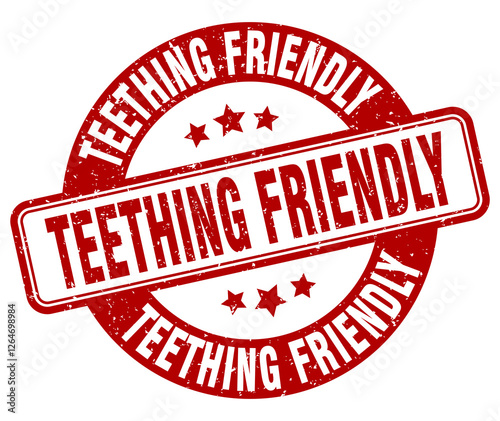 teething friendly stamp. teething friendly label. round grunge sign
