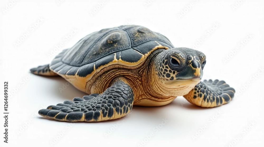 Obraz premium Close-up of a Large Sea Turtle with Textured Shell on White Background