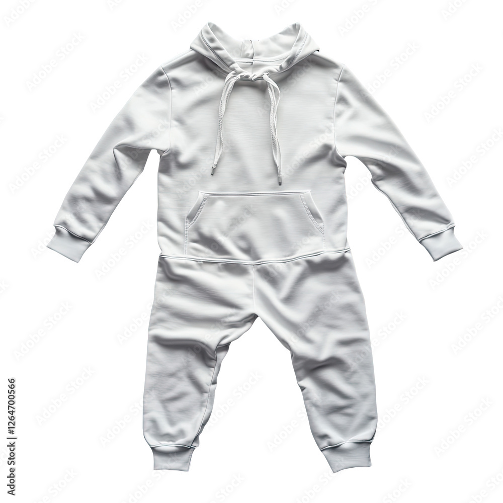 White Hoodie Jumpsuit, Flatlay, Black Background, Mockup White Hoodie Jumpsuit, Flatlay, Black Background, Mockup