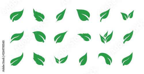 Set of leaf icon symbol vector on white background