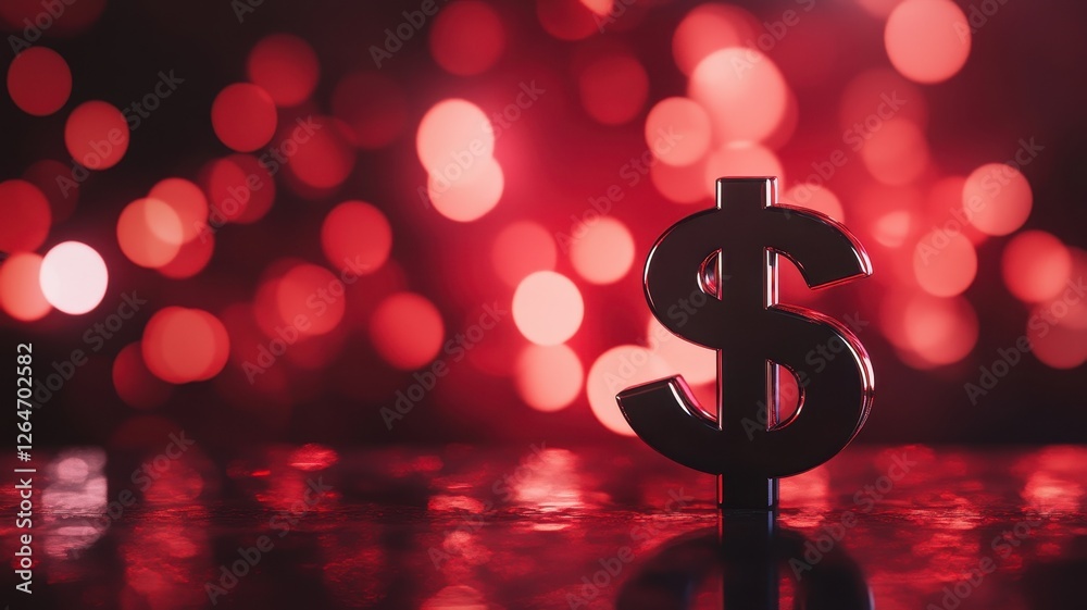Illuminated Dollar Symbol on Red Bokeh Background Illuminated Dollar Symbol on Red Bokeh Background