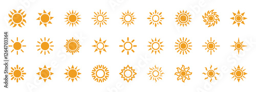 Set of sun icon symbol vector on white background