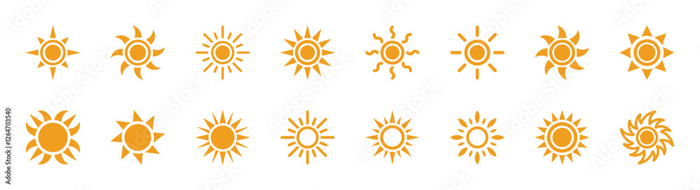 Set of sun icon symbol vector on white background Set of sun icon symbol vector on white background
