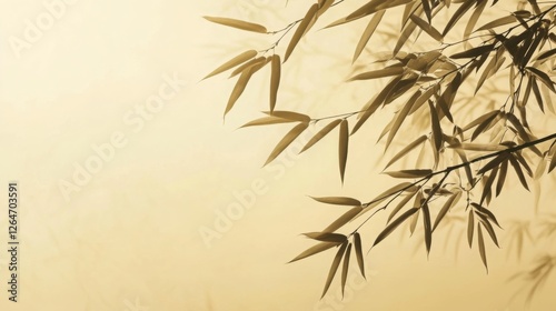 Wallpaper Mural Sepia toned serene bamboo leaves and stems against a soft focus background in studio Torontodigital.ca