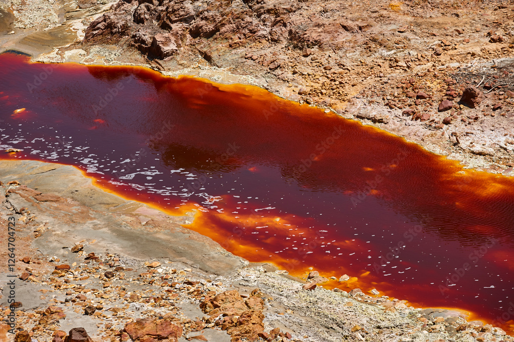 Ferruginous mineral waters. Riotinto opencast mine. Huelva, Andalucia. Spain