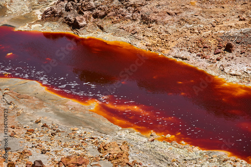 Obraz na płótnie Ferruginous mineral waters. Riotinto opencast mine. Huelva, Andalucia. Spain w salonie