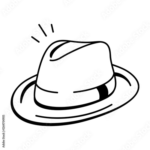 Fedora hat icon in drawing style 


