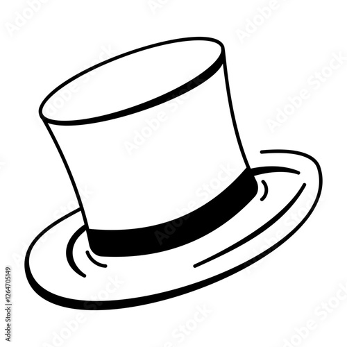 Top hat icon in drawing style 
