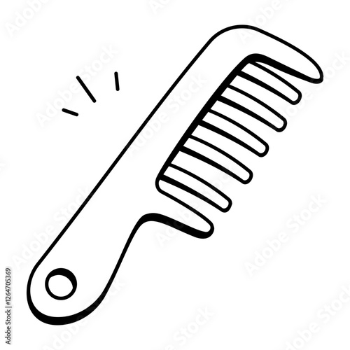Hair comb icon in doodle style 
