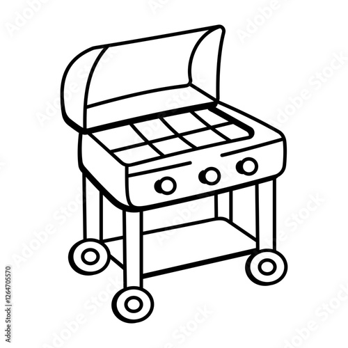 Cooking grill icon in doodle style 
