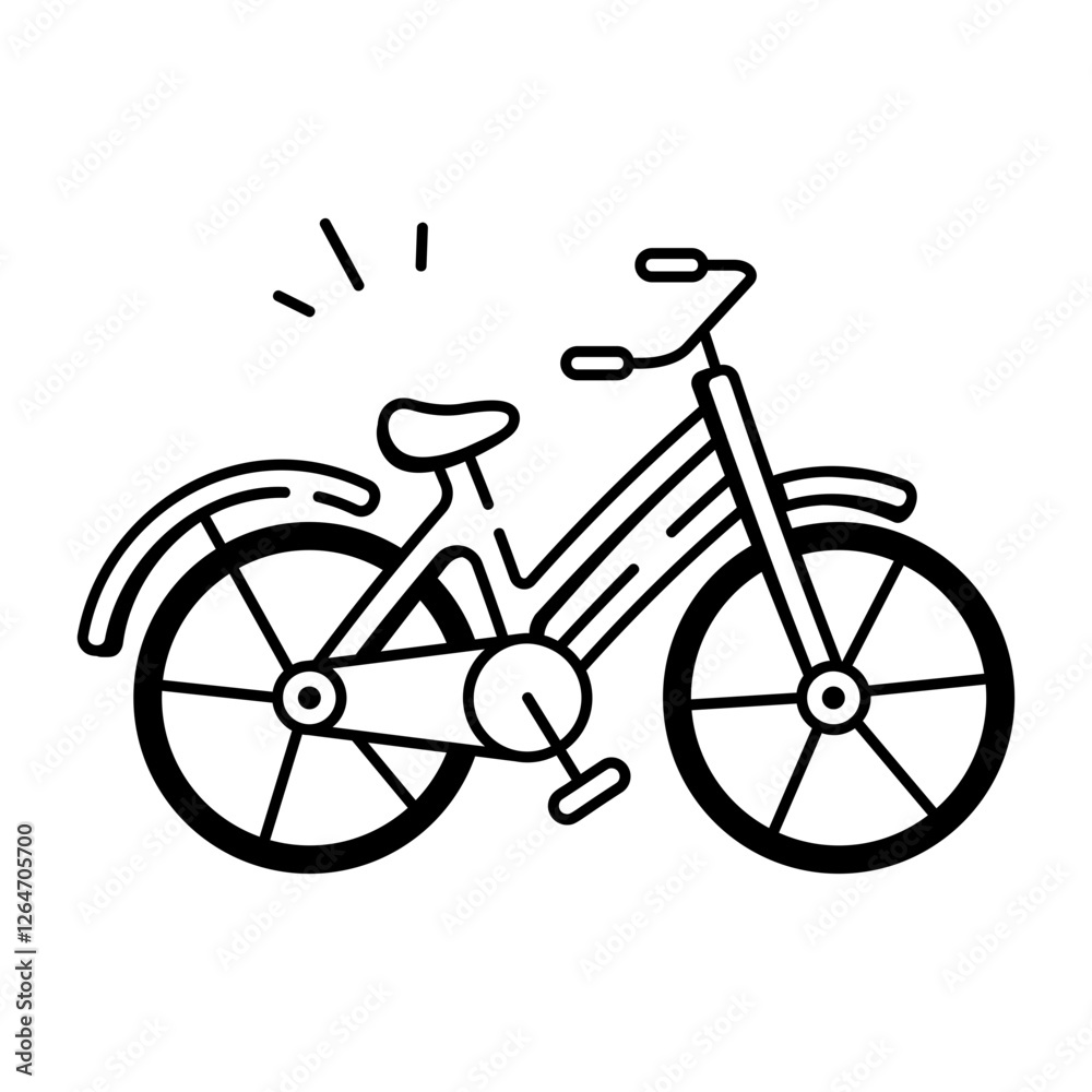 Fototapeta premium Bicycle icon in hand drawn style 