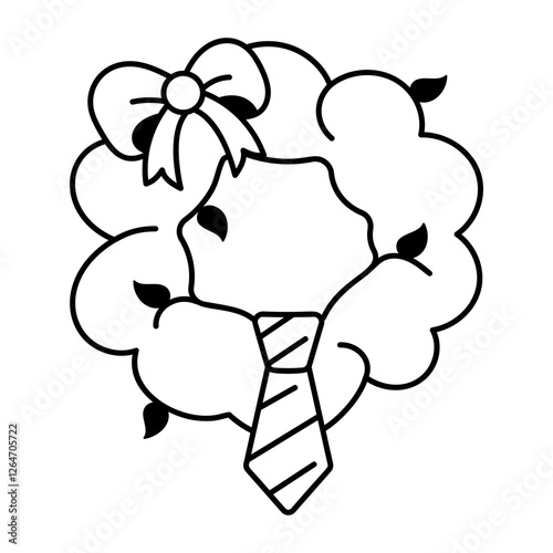 Decorative wreath icon in doodle style 
