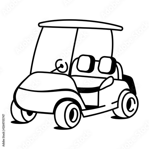 Golf cart icon in hand drawn style 
