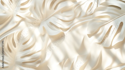 Monstera Deliciosa leaf arrangement in soft light capturing subtle patterns and textures