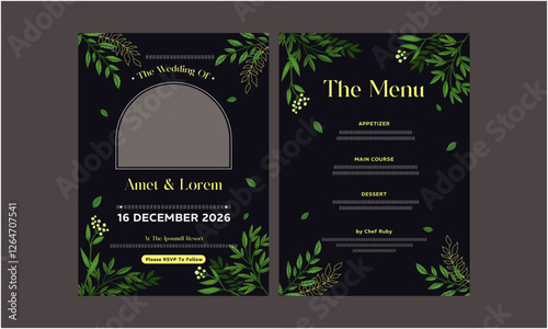 Wedding Invitation Template. Simple and elegant wedding card template. Design illustration for wedding, vip cover, poster, rsvp modern card.