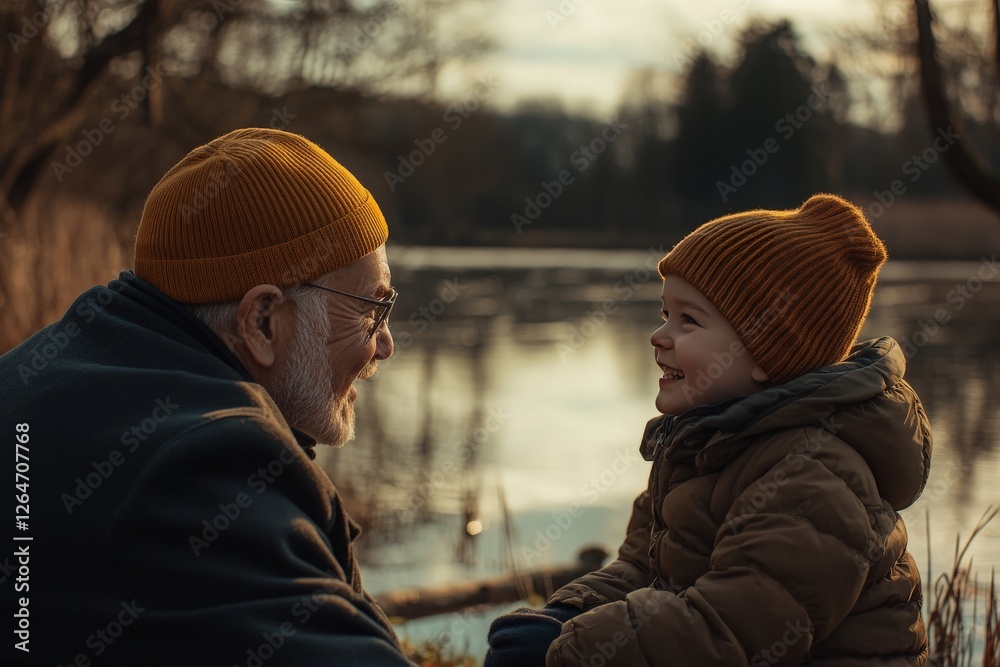 Father and child spending quality time outdoors near a lake, family bonding moment
Father and child spending quality time outdoors near a lake, family bonding moment