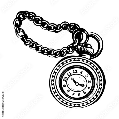 A vintage illustration of ancient clock necklace