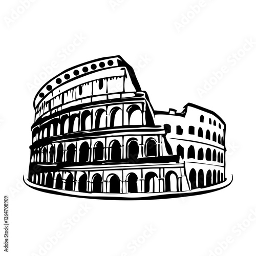Roman colosseum illustration in vintage style