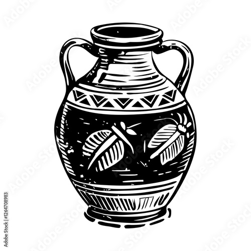 Roman vase illustration in vintage style