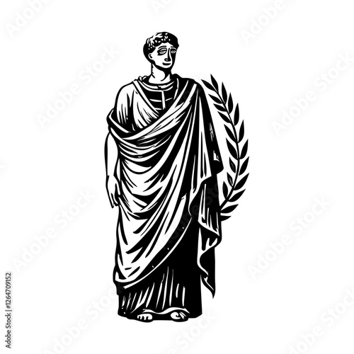 Ancient roman toga illustration in vintage style