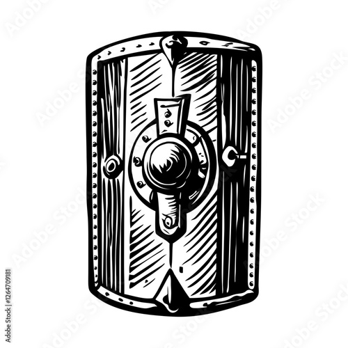 Scutum shield illustration in vintage style