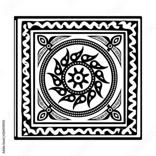 Roman mosaic art illustration in vintage style