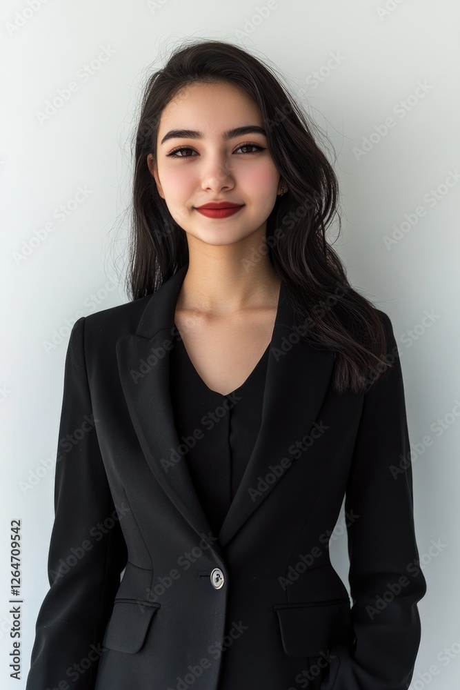 Woman in Black Suit with Red Lipstick Woman in Black Suit with Red Lipstick