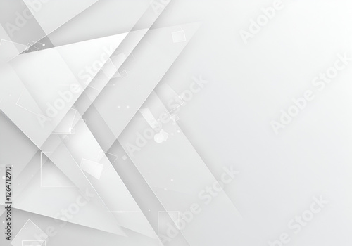 Abstract white background with texture pattern, layered geometric triangle shapes, white and grey glossy squares abstract tech banner design